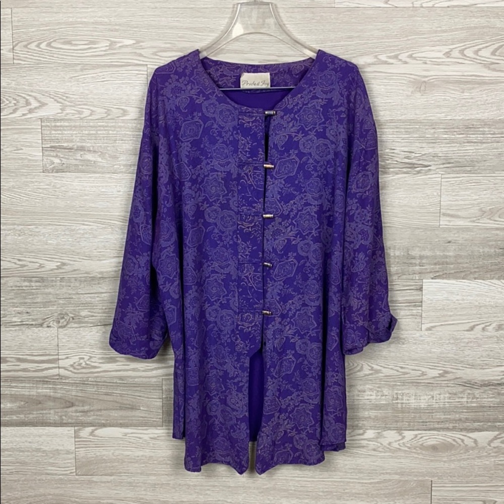 Pride & Joy Vintage Purple Print Long Tunic Blouse